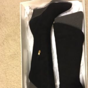 L. K. Bennett black suede leather boots looks new
